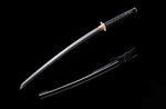 High Carbon Steel Katana Clay Tempered Silvery Wave Tsuba Samurai Katana