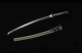 Handmade Katana Japanese High Carbon Steel With Clay Temperd Green Scabbard