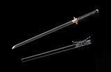 Ninja Ninjato Straight Katana Classic Folded Steel With Clay Tempered