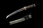 Handmade Short Tanto Folded Damascus Steel High Grade Scabbard