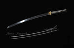 Fully Handmade Real Katana,Folded Steel Samurai Katana Brass Tsuba Black