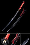 Handmade Katana,Real Japanese Samurai Katana Engraving Design Black Blade