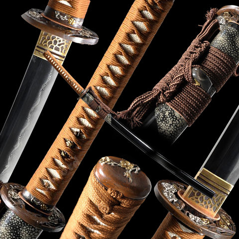 Handmade Katana,40.5 Samurai Katana Folded Steel Real Hamons Japanese Forging