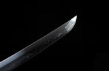 Hand Forge Samurai Wakizashi Clay Tempered With Black Scabbard Iron Tsuba