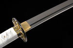 White Katana,High Carbon Steel Japanese Katana Practice White Scabbard