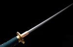 Samurai Wakizashi Japanese 1095 Steel Clay Tempered Blue handle