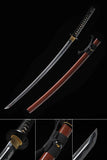 Samurai Katana,Folded Steel Hand Polishing Japanese Katana Dark Red Scabbard