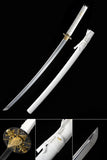 White Katana,High Carbon Steel Japanese Katana Practice White Scabbard