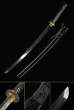 Fully Handmade Real Katana,Folded Steel Samurai Katana Brass Tsuba Black