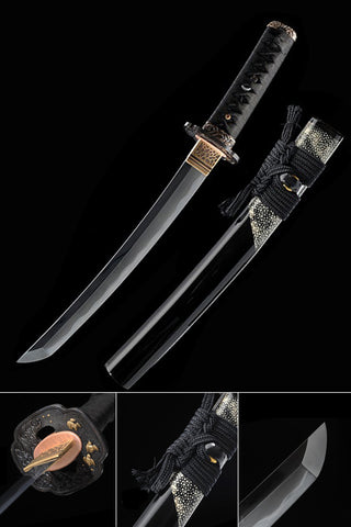 Handmade Tanto,Folded Damasus Steel With Clay Tempered Blade Tanto