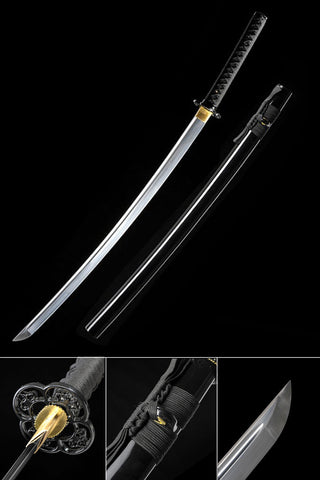 Handmade Katana High Carbon Steel Samurai Black Scabbard General