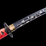 Handmade Katana,Real Japanese Samurai Katana Engraving Design Black Blade