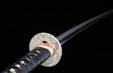 High Carbon Steel Katana Clay Tempered Silvery Wave Tsuba Samurai Katana