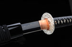 High Carbon Steel Katana Clay Tempered Silvery Wave Tsuba Samurai Katana