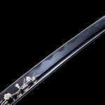 Handmade Katana,Real Japanese Samurai Katana Engraving Design Black Blade