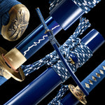 Japanese Katana,Lightning Blade Japanese Samurai Katana Full Tang Blue Scabbard