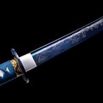 Blue Katana,Forging Samurai Katana Blue Engraving Japanese Style Hand Forged