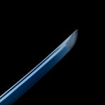 Handmade Katana Sword,Real Carbon Steel Blue Blade Samurai Sword,Full Tang Blue Wrap