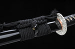 High Carbon Steel Katana Clay Tempered Silvery Wave Tsuba Samurai Katana