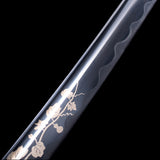 Handmade Katana,Real Japanese Samurai Katana Engraving Design Black Blade