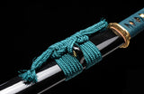 Samurai Wakizashi Japanese 1095 Steel Clay Tempered Blue handle