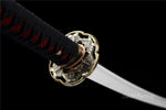 Fully Hand Forged Katana Clay Tempered Blade Japanese Samurai Butterfly Tsuba