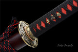 Fully Hand Forged Katana Clay Tempered Blade Japanese Samurai Butterfly Tsuba