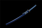 Japanese Katana,Lightning Blade Japanese Samurai Katana Full Tang Blue Scabbard