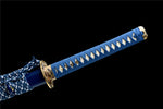 Japanese Katana,Lightning Blade Japanese Samurai Katana Full Tang Blue Scabbard