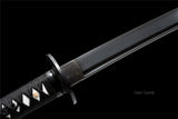 Black Katana,Handmade Japanese Katana With Leather Strap Scabbard